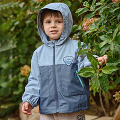 Dave&Bella Toddler Boys Blue Long Sleeve Hooded Outdoor Jackets