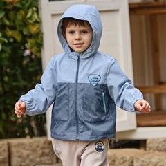 Dave&Bella Toddler Boys Blue Long Sleeve Hooded Outdoor Jackets