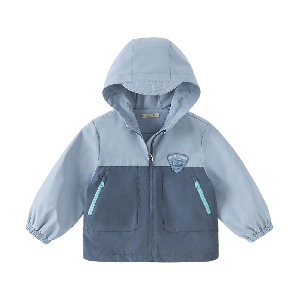 Dave&Bella Toddler Boys Blue Long Sleeve Hooded Outdoor Jackets