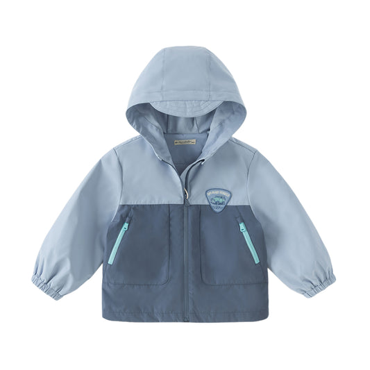 Dave&Bella Toddler Boys Blue Long Sleeve Hooded Outdoor Jackets