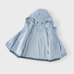 Dave&Bella Toddler Boys Blue Long Sleeve Hooded Outdoor Jackets