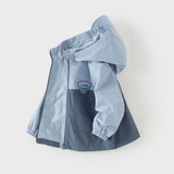 Dave&Bella Toddler Boys Blue Long Sleeve Hooded Outdoor Jackets
