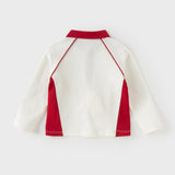 Dave&Bella Toddler Boys White Long Sleeve Comfortable Polos