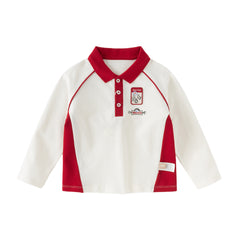 Dave&Bella Toddler Boys White Long Sleeve Comfortable Polos