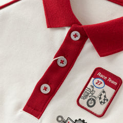 Dave&Bella Toddler Boys White Long Sleeve Comfortable Polos