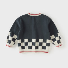 Dave&Bella Toddler Boys Grey V-neck Long Sleeve Cotton Comfortable Sweater Cardigans