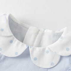 Dave&Bella Toddler Girls Blue Long Sleeve Lightweight Cotton Casual A-line Dress