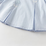 Dave&Bella Toddler Girls Blue Long Sleeve Lightweight Cotton Casual A-line Dress
