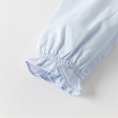 Dave&Bella Toddler Girls Blue Long Sleeve Lightweight Cotton Casual A-line Dress