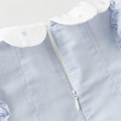 Dave&Bella Toddler Girls Blue Long Sleeve Lightweight Cotton Casual A-line Dress