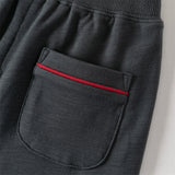 Dave&Bella Toddler Boys Versatile Carbon Black Loose Drawstring Pants