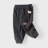 Dave&Bella Toddler Boys Versatile Carbon Black Loose Drawstring Pants