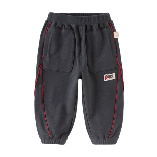 Dave&Bella Toddler Boys Versatile Carbon Black Loose Drawstring Pants