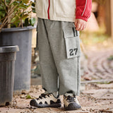 Dave&Bella Toddler Boys Fashion Grey Adjustable-waistband Loose Pants