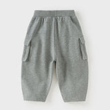 Dave&Bella Toddler Boys Fashion Grey Adjustable-waistband Loose Pants