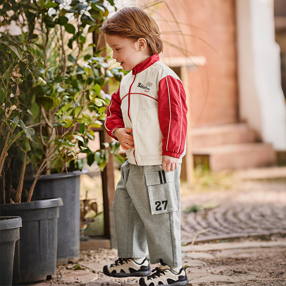 Dave&Bella Toddler Boys Fashion Grey Adjustable-waistband Loose Pants