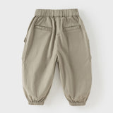 Dave&Bella Toddler Boys Dark Grey/Khaki Loose Comfortable Adjustable-waistband Pants