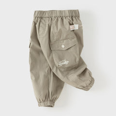Dave&Bella Toddler Boys Dark Grey/Khaki Loose Comfortable Adjustable-waistband Pants