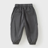 Dave&Bella Toddler Boys Dark Grey/Khaki Loose Comfortable Adjustable-waistband Pants