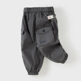 Dave&Bella Toddler Boys Dark Grey/Khaki Loose Comfortable Adjustable-waistband Pants