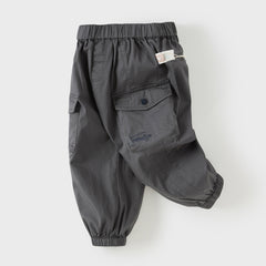 Dave&Bella Toddler Boys Dark Grey/Khaki Loose Comfortable Adjustable-waistband Pants