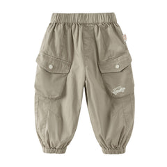 Dave&Bella Toddler Boys Dark Grey/Khaki Loose Comfortable Adjustable-waistband Pants