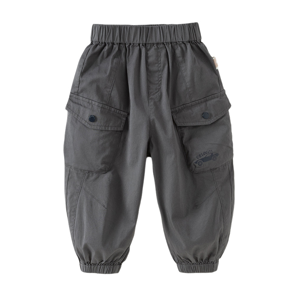 Dave&Bella Toddler Boys Dark Grey/Khaki Loose Comfortable Adjustable-waistband Pants