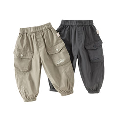 Dave&Bella Toddler Boys Dark Grey/Khaki Loose Comfortable Adjustable-waistband Pants
