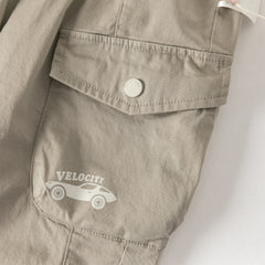 Dave&Bella Toddler Boys Dark Grey/Khaki Loose Comfortable Adjustable-waistband Pants