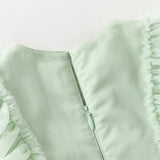 Dave&Bella Toddler Girls Grey Green Adorable Flower Embroidery Princess Mesh Dress