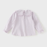 Dave&Bella Toddler Girls Flower Embroidery Comfortable Cotton T-shirt Tops