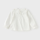 Dave&Bella Toddler Girls Flower Embroidery Comfortable Cotton T-shirt Tops