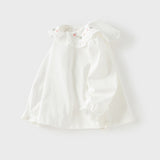 Dave&Bella Toddler Girls Flower Embroidery Comfortable Cotton T-shirt Tops