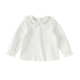 Dave&Bella Toddler Girls Flower Embroidery Comfortable Cotton T-shirt Tops