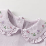 Dave&Bella Toddler Girls Flower Embroidery Comfortable Cotton T-shirt Tops