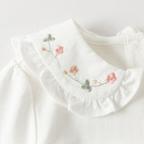 Dave&Bella Toddler Girls Flower Embroidery Comfortable Cotton T-shirt Tops