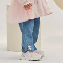 Dave&Bella Toddler Girls Fashion Denim Blue Straight-leg Jeans