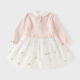 Dave&Bella Toddler Girls Cute Pink Long Sleeve Princess Mesh Dress