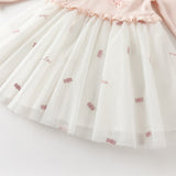 Dave&Bella Toddler Girls Cute Pink Long Sleeve Princess Mesh Dress