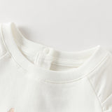 Dave&Bella Toddler Girls Casual Beige Classic Long Sleeve Soft T-shirts