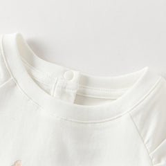 Dave&Bella Toddler Girls Casual Beige Classic Long Sleeve Soft T-shirts