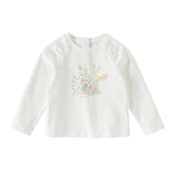 Dave&Bella Toddler Girls Casual Beige Classic Long Sleeve Soft T-shirts