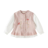 Dave&Bella Toddler Girls Adorable Grey Pink Long-sleeved Sweater Cardigans