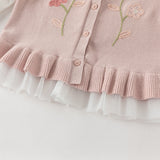 Dave&Bella Toddler Girls Adorable Grey Pink Long-sleeved Sweater Cardigans