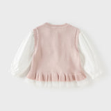 Dave&Bella Toddler Girls Adorable Grey Pink Long-sleeved Sweater Cardigans