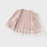 Dave&Bella Toddler Girls Adorable Grey Pink Long-sleeved Sweater Cardigans