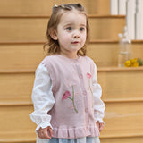 Dave&Bella Toddler Girls Adorable Grey Pink Long-sleeved Sweater Cardigans