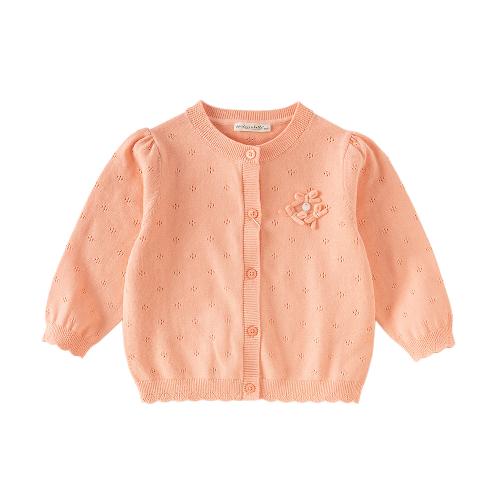 Dave&Bella Toddler Girls Adorable Light Orange Lightweight Cotton Sweater Cardigans
