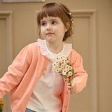 Dave&Bella Toddler Girls Adorable Light Orange Lightweight Cotton Sweater Cardigans