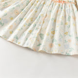 Dave&Bella Toddler Girls Sweet Floral Print Beige Breathable Cotton A-line Dress
